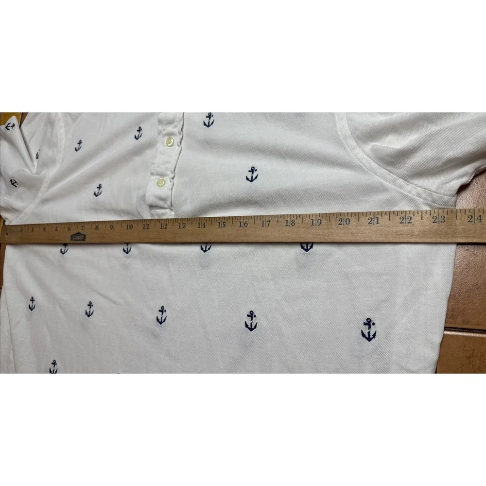 Ralph Lauren Shirt Men Sz XL White Knit Oxford Golf Collar Anchor Nautical Polo‎